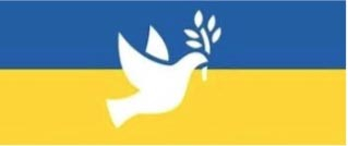 Friedenstaube vor ukrainischer Flagge